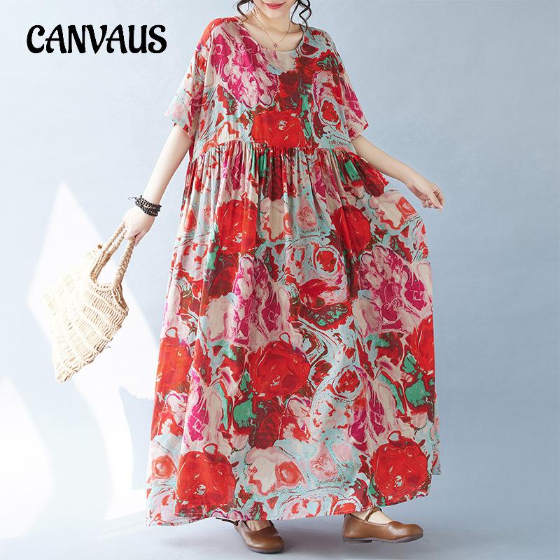 Женское простое модное богемное длинное платье больших размеров, летние платья с коротким рукавом и круглым вырезом с принтом