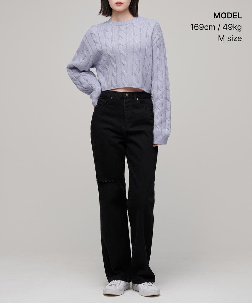 MUSINSA STANDARD WOMAN Women'S Angora Blend Cable Crop Knit [Light Purple]