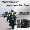 45L Universal Black Rear Luggage Case Waterproof Helmet Box Motorcycle Tail Storage Box Aluminum Alloy Motorbike Trunk Tail Box