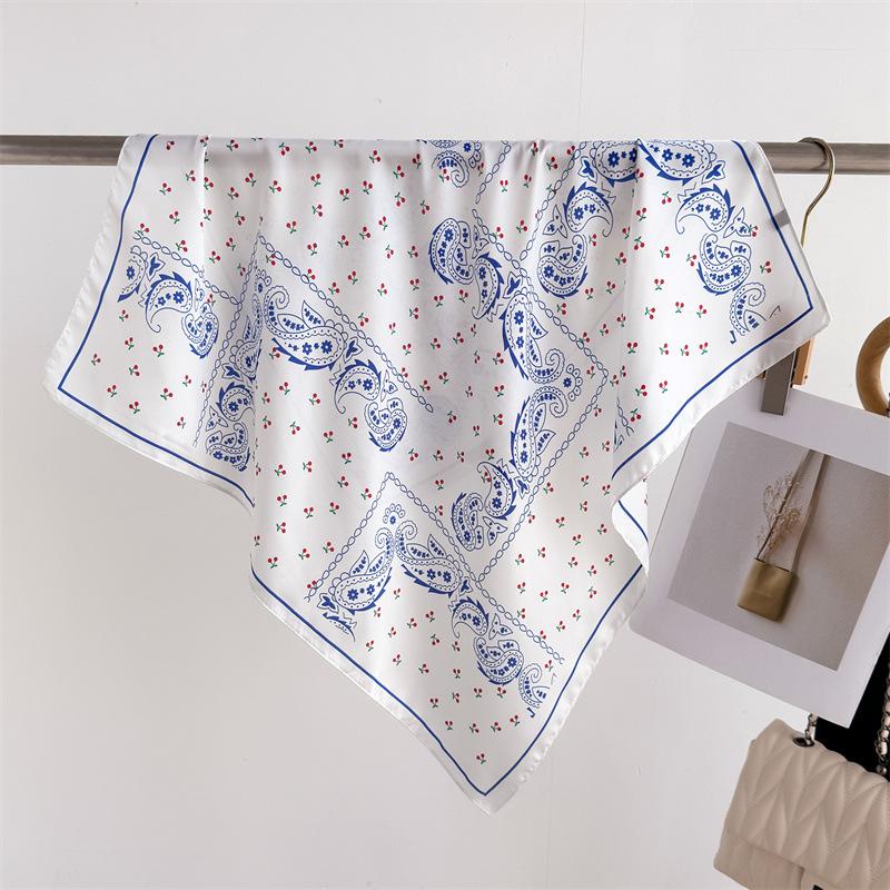 Cashew Flower Printing Imitation Silk Scarf Square Scarf High-End Shawl Versatile Neck Small Square Scarf Headscarf