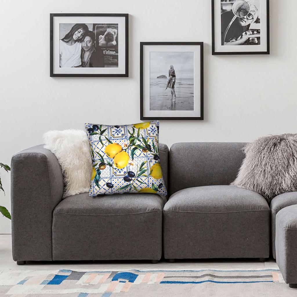 Yellow Lemon Pattern Pillow Case Vintage Pillow Cover Comfy Pillowcases For Living Room Bed Chair