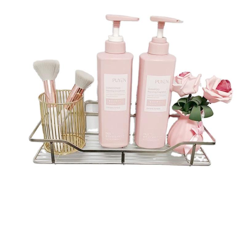 Modern Corner Drilling Free Stainless Steel Chrome Finish Bathroom Kitchen Wall Mounted Shower Caddy Shelf Easy Install