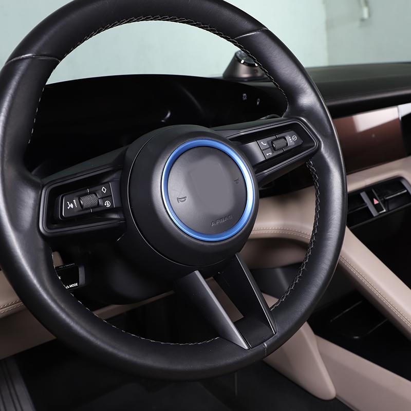 Для Porsche Taycan 2022 алюминиевый сплав красный/синий автомобильный чехол на руль, наклейка, автомобильные аксессуары