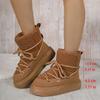 Fashion Lace Up Design Platform Womens Snow Boots Winter Faux Fur Flats Wool Warm Cotton Shoe Anti-slip Short Boot Botas