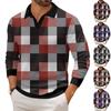 Мужская повседневная модная трикотажная рубашка с длинным рукавом и принтом на лацкане