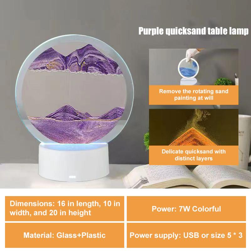 LED RGB Sand Painting Table Lamp Flowing Hourglass Desktop Ornament 3D Sandscape Lamp Suitable for Desk Bedroom Bedside Lamp
