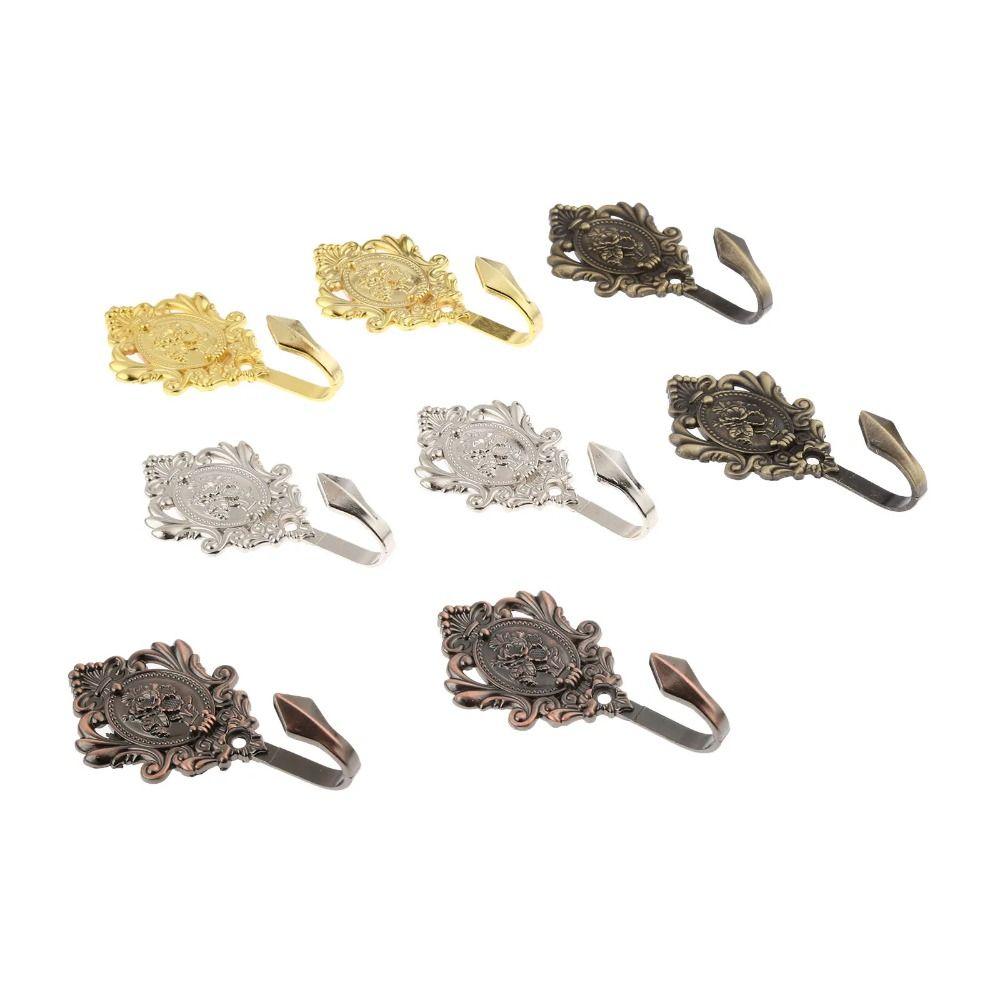 2Pcs Zinc Alloy Wall Hook European Classic Drapery Curtain Tieback Hooks Trendy Cloth-hat Hook