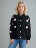 New Knitted Cardigan for Women Floral Pattern Elegant Button-Down Sweater