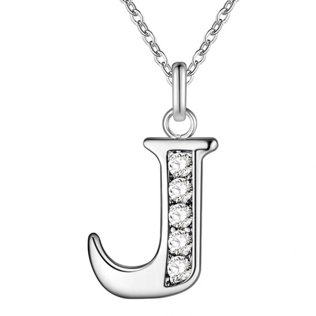 Simple Shiny Zircon 26 English Letters Pendant Women Men Thin Necklaces Jewelry MIT
