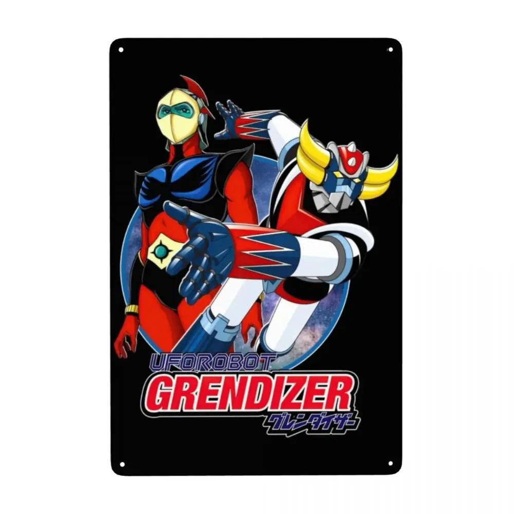 Vintage Goldorak Grendizer Metal Tin Sign Custom Anime UFO Robot Wall Art Decor for Pub Cafe Yard Rectangle Plaque
