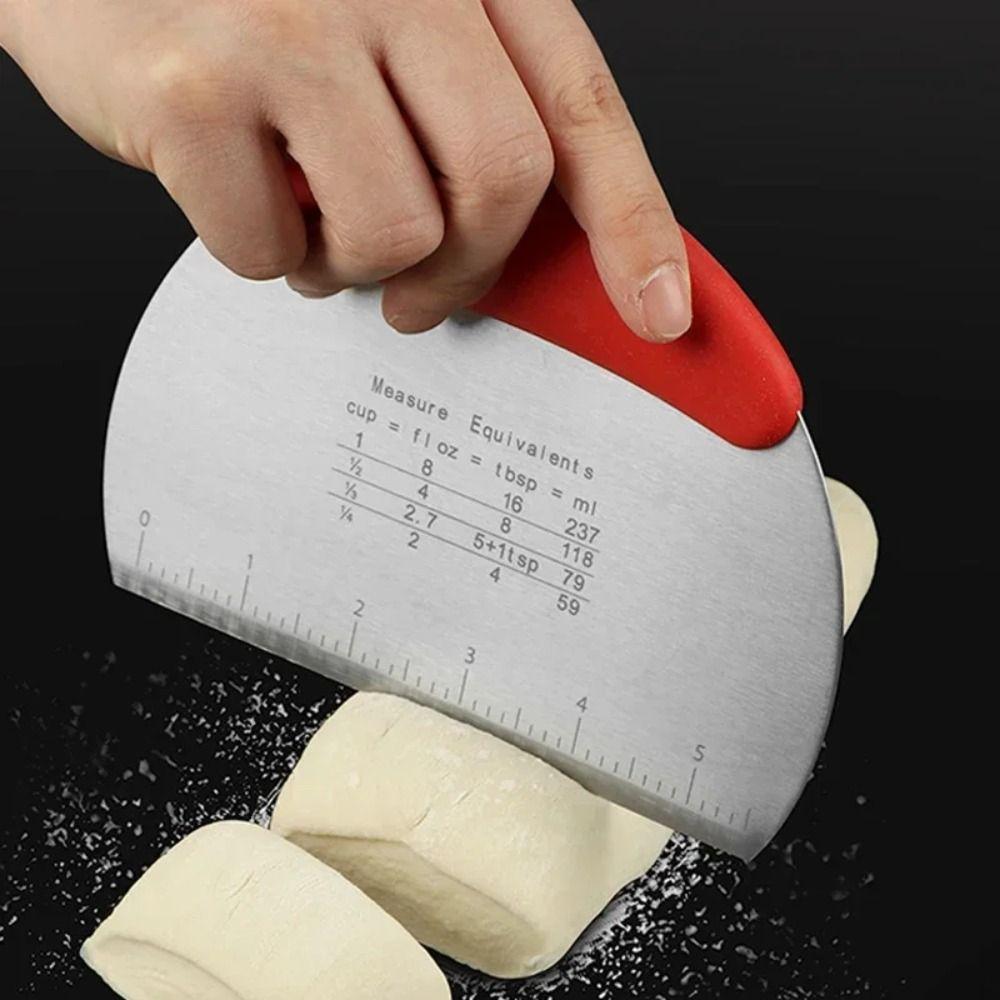 Stainless Steel Dough Pastry Scraper Double Side Measuring Scale Cream Scraping New Cake Cutter