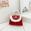 Adorable Red Pearl Handheld Princess Purse For Little Girls With Charming Cartoon Design