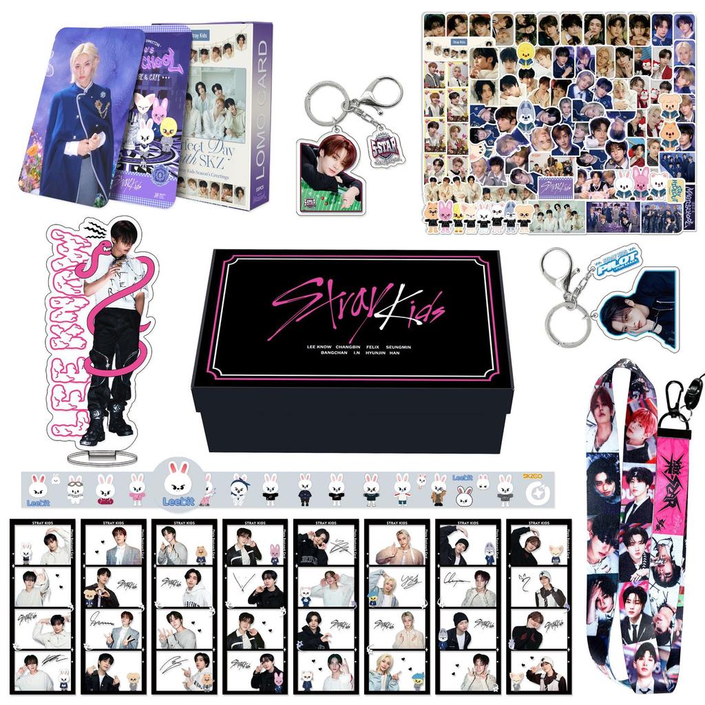 Skzoo Straykids Merch Box Felix Lee Minho Hyunjin Kpop Collection Set Keychains Photocards Stickers Gifts For Fans Personal