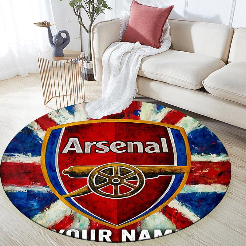 Custom Name Arsenal2 Round Area Rug,Carpet Rug for Living Room Bedroom Sofa Playroom Decor,Non-slip Floor Mat