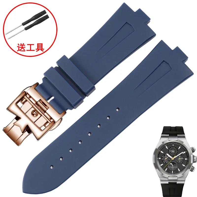 Ремешок для часов из каучука для Vacheron Constantin Overseas VC 47450 VC 49020 Браслет 25MM-8MM Мужские Роскошные Силиконовые Ремешки для Часов