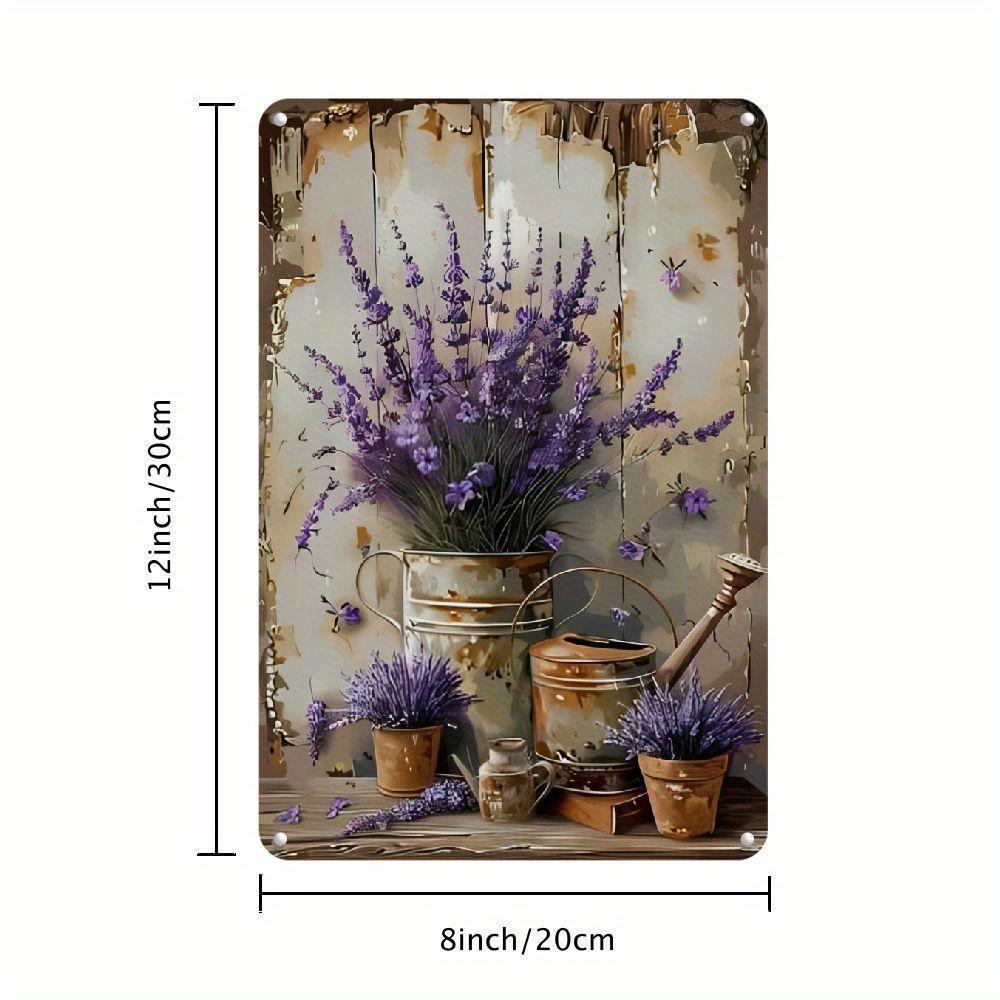 Mfoever pc Rustic Lavender Wooden Wall Art Sign Vintage Garden Theme Decorative Plaque WeatherResistant Iron Construction Easy Install No Power Neede