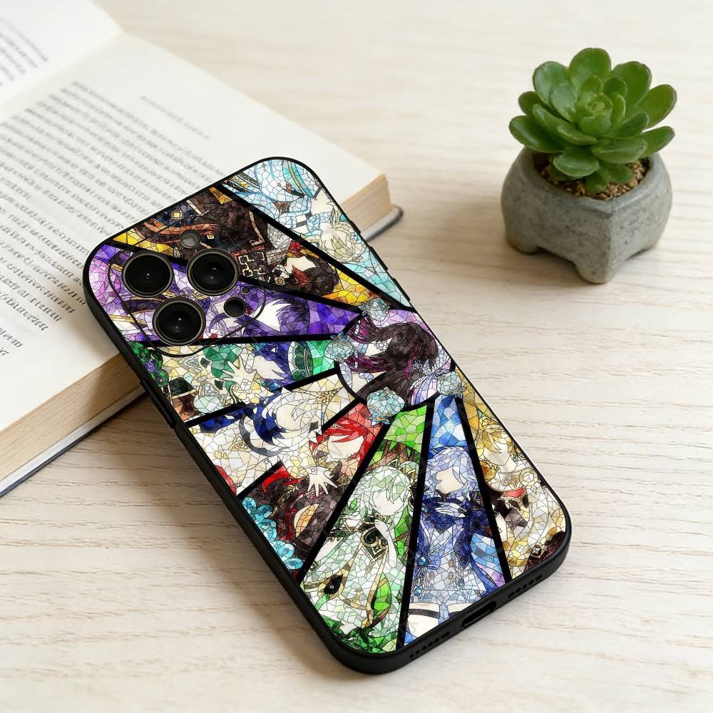 Семь Архонтов Genshin Impact Чехол для телефона для iPhone 17, 16, 15, 14, 13, 12, 11 Plus, Pro Max, Другие Мягкий Черный Чехол