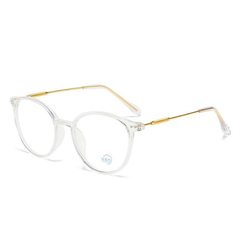 Anti-Blue Light Plain Glasses Ultra-Light Blush Cold Brown Color Korean Anti Radiation Eyeglasses Round Metal Frame