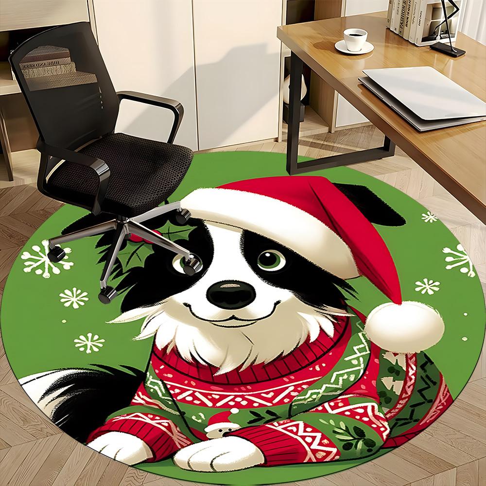 1PC Christmas Pet Office Round Area Rug, Indoor Mat Suitable ForOffice, Under Office Chairs Bedroom Living Room Home Decor, Room Deco f149