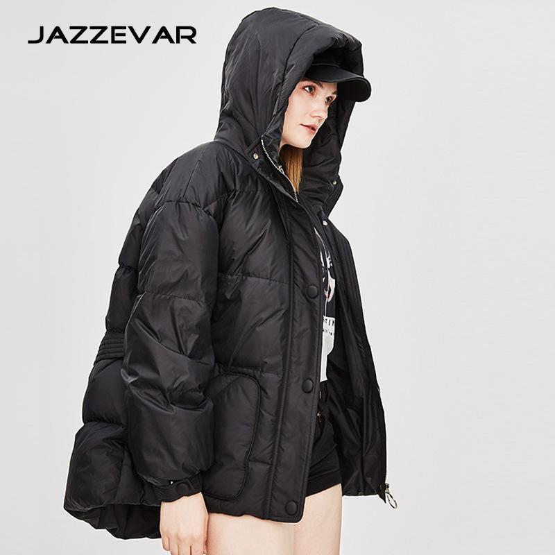 JAZZEVAR Зимний утолщенный свободный пуховик женский средней длины теплый хлеб пальто пальто