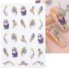 3D Nail Stickers Gold Leaf Cotton Flowers Transfer Decals Nail Adhesive Sliders Manicure Autumn Decorations