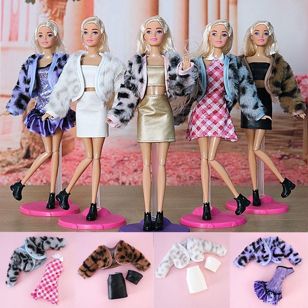 1 Set Newest DIY Kids Gift Toy Plush Coat Casual Wear Dolls Skirt Girl Clothes