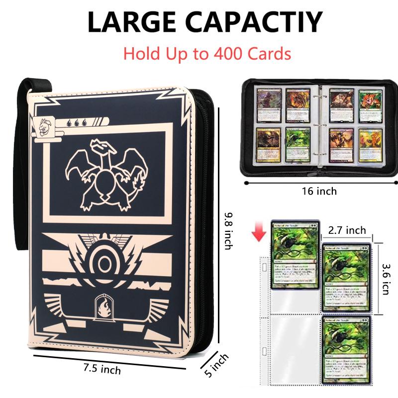 400 шт. Альбом-папка для карт на молнии PTCG Yugioh TCG 4 кармана Коллекция коллекционных карт Держатель для карт Игрушки Подарок