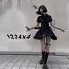 Women Black Y2k Dress French Cross Embroidery Punk Dark Dress JK Uniform College Style Gothic Street Skirt