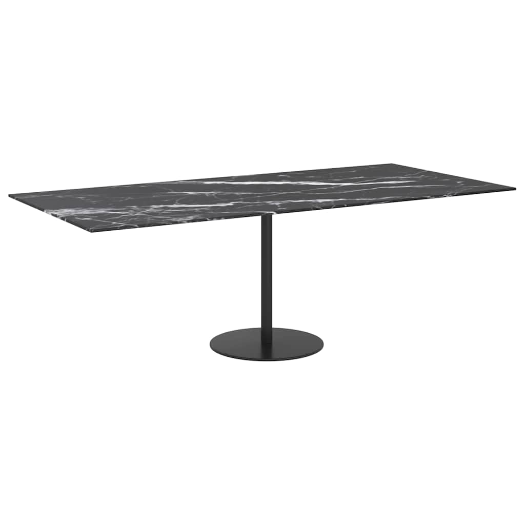 Black Table Top 100 x 62 cm 8 mm Tempered Glass with Marble Effect