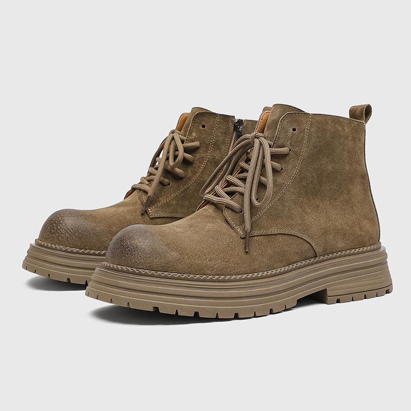 Мужские ботинки из замшевой кожи, ботинки для верховой езды, мужские повседневные ботинки на толстой подошве, модные рабочие ботинки