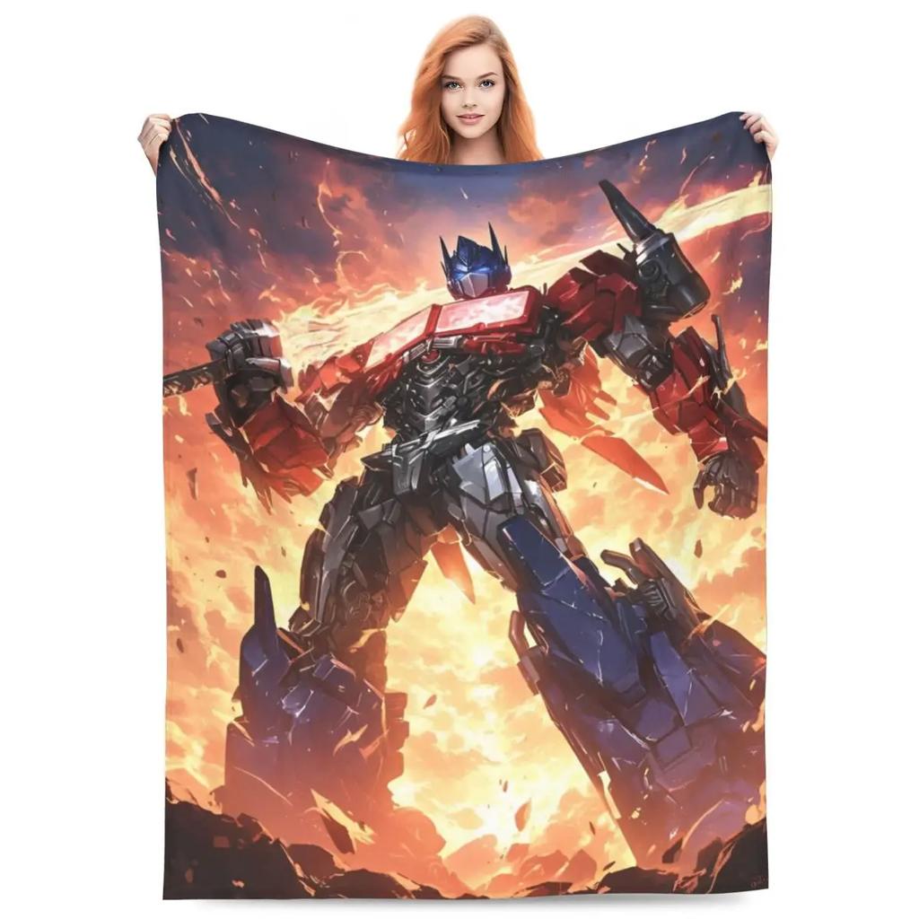 Cartoon Transformers Autobots Throw Blanket Flannel Bedspread For Couch Chair Sofa Bed Novelty Cover
