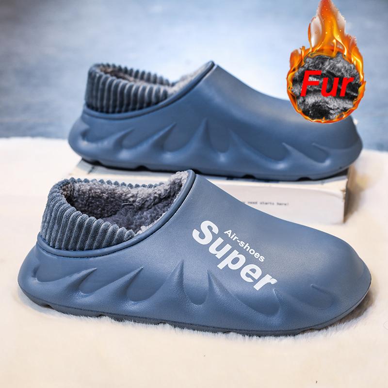 Winter Men Women Warm Slippers Plush Cotton Slippers Indoor Home Waterproof Non-Slip Shoes For Couples Bedroom Warm Shoes 36-47