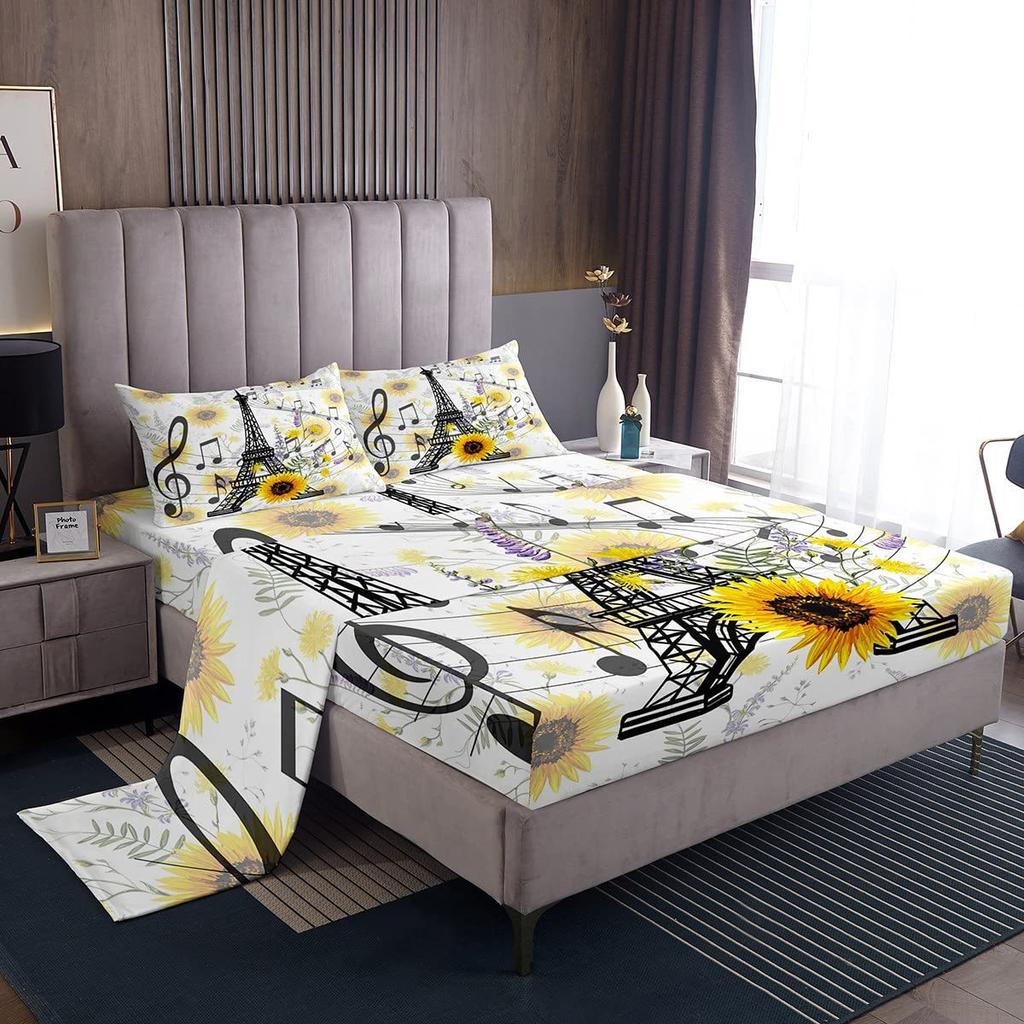 Cartoon Animal Fox Owl Hedgehog Deer Pattern Bed Hat Four-piece Set Bedroom Dormitory Bedding Decoration