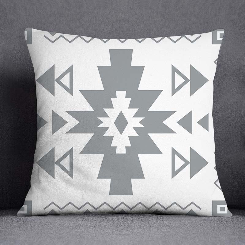 Gray Low White Flower Pattern Home Decoration Pillowcase Square Pillowcase Home Office Decoration Cushion Cover