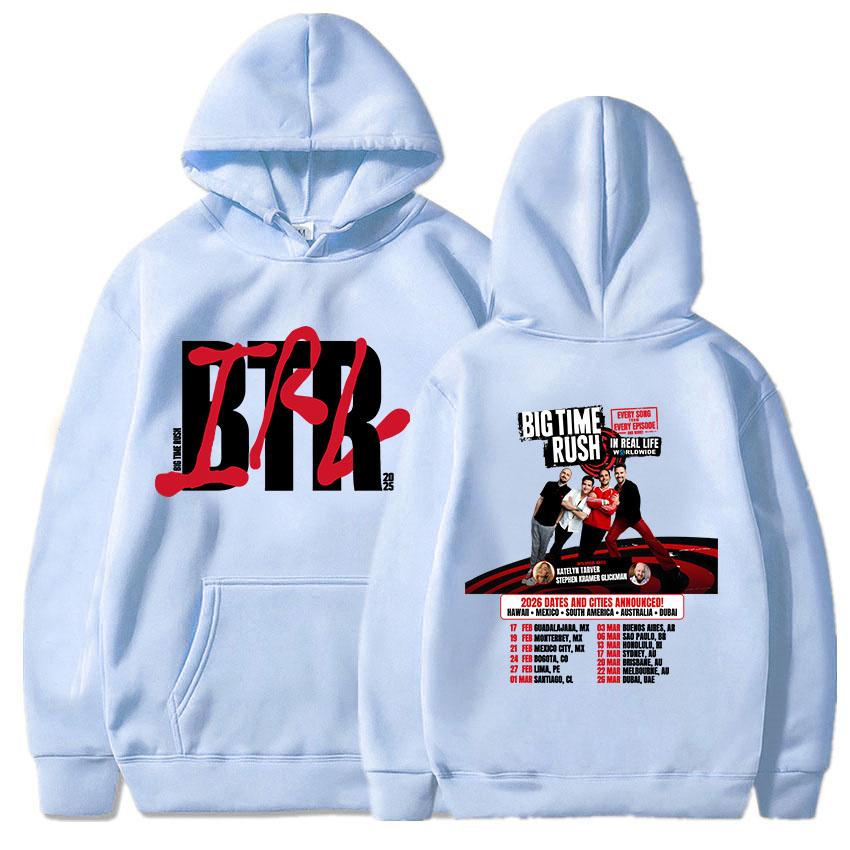 ТОЛСТОВКА BTR В РЕАЛЬНОЙ ЖИЗНИ МИРОВОЙ ТУР 2025 Толстовки с капюшоном и длинными рукавами в стиле моды группы Big Time Rush, мужские пуловеры, уличная одежда