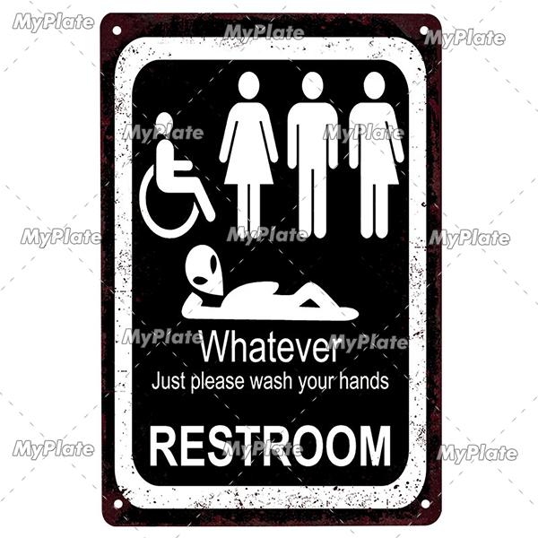[MyPlate] Bathroom Rules Vintage Metal Sign Plaque Toilets Tin Sign Wall Decor For Pub Club Man Cave Bar Decoration Tin Plates