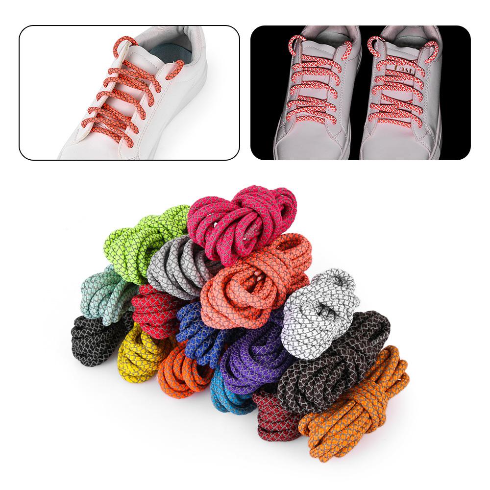 120cm Polyester Fluorescent Reflective Sport Shoelaces Sneaker Shoestrings Shoe Rope Shoes Lace