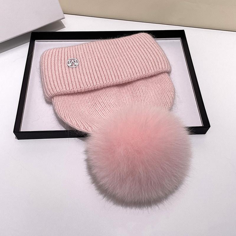 Шапка из мягкого натурального лисьего меха с помпонами и шариками Skullies, шапочки, сохраняет тепло, зимняя шапка для женщин и девочек, шерстяная шапка, уличная вязаная шапка, толстая женская шапка