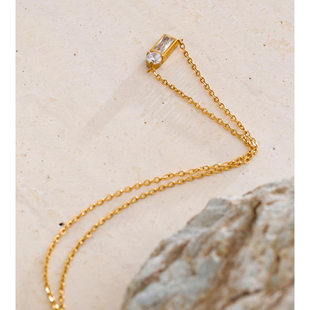 Eetit Блестящее ожерелье с прямоугольным кулоном из кубического циркония для женщин, модное, корейский шик, ювелирный подарок