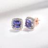 925 Sterling Silver Stud Earrings Created Tanzanite Gemstone Delicate Ear Stud For Women Luxury Fine Jewelry Rose Gold Plating