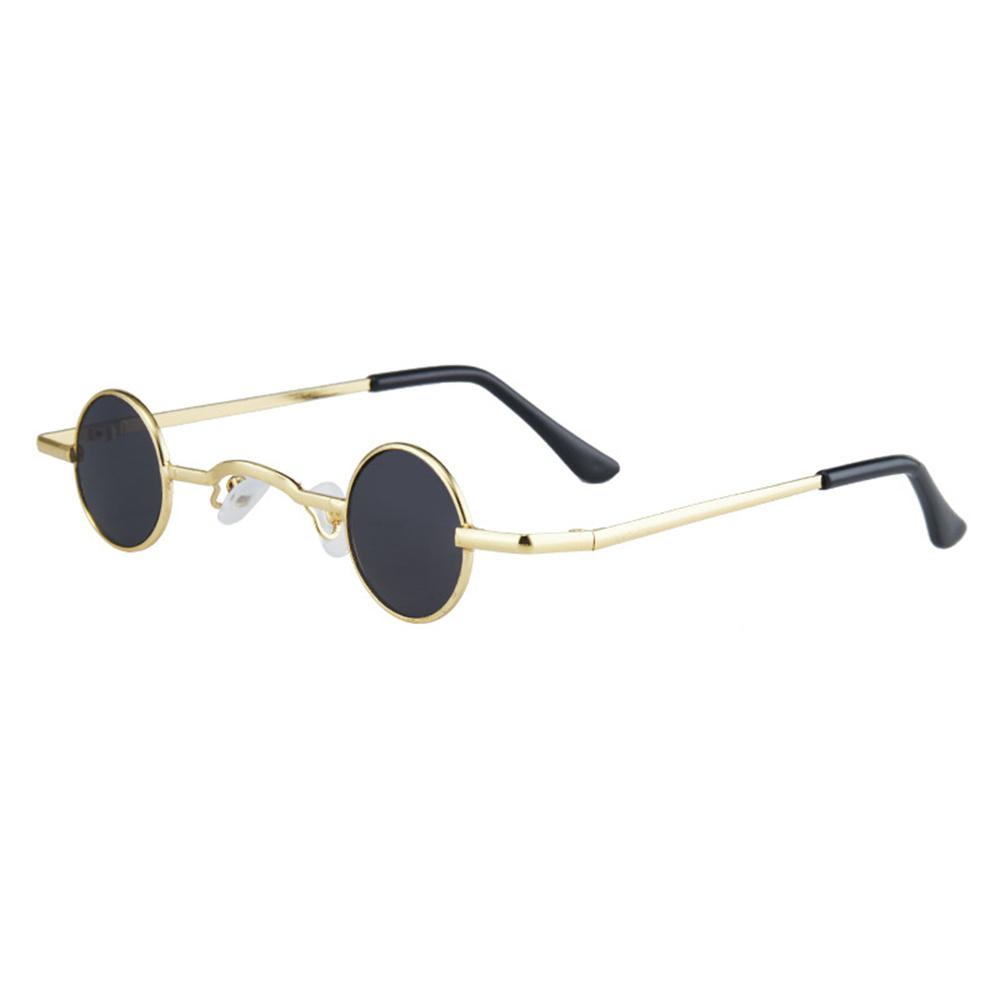 Retro Round Glasses Small Frame Metal Sunglasses Hippie Cute Funny Small Circle Eyewear Unisex Outdoor Travel Sun Glasses