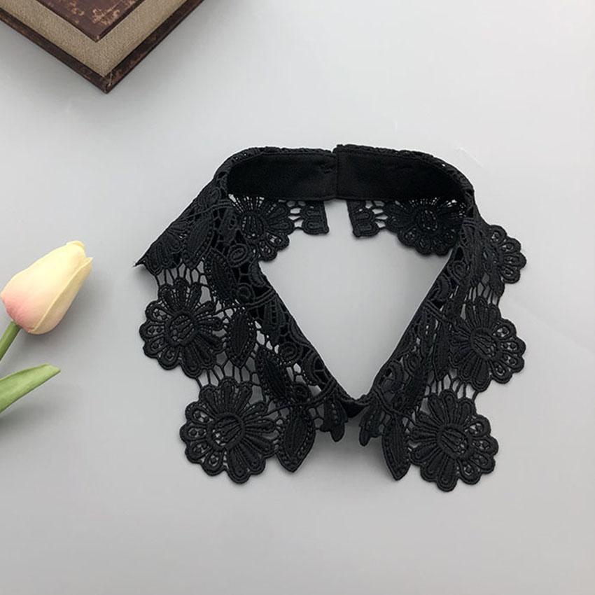 Белая черная рубашка с искусственным воротником для женщин, кружевной ажурный съемный воротник, ромбовидный лацкан, рубашка, блузка, топ, ожерелье, аксессуары для одежды