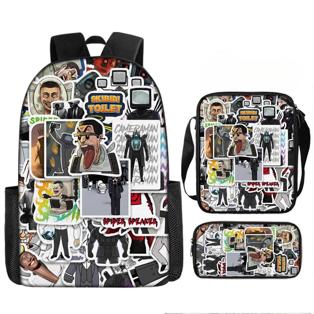 Toilet man and monitor person skibidi toilet game cartoon backpack, crossbody bag, pencil case