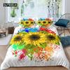 Пододеяльник с изображением подсолнуха, комплект постельного белья Queen, комплект постельного белья с изображением коровы, черно-белый абстрактный комплект постельного белья с изображением листьев растений, полиэстеровый пододеяльник