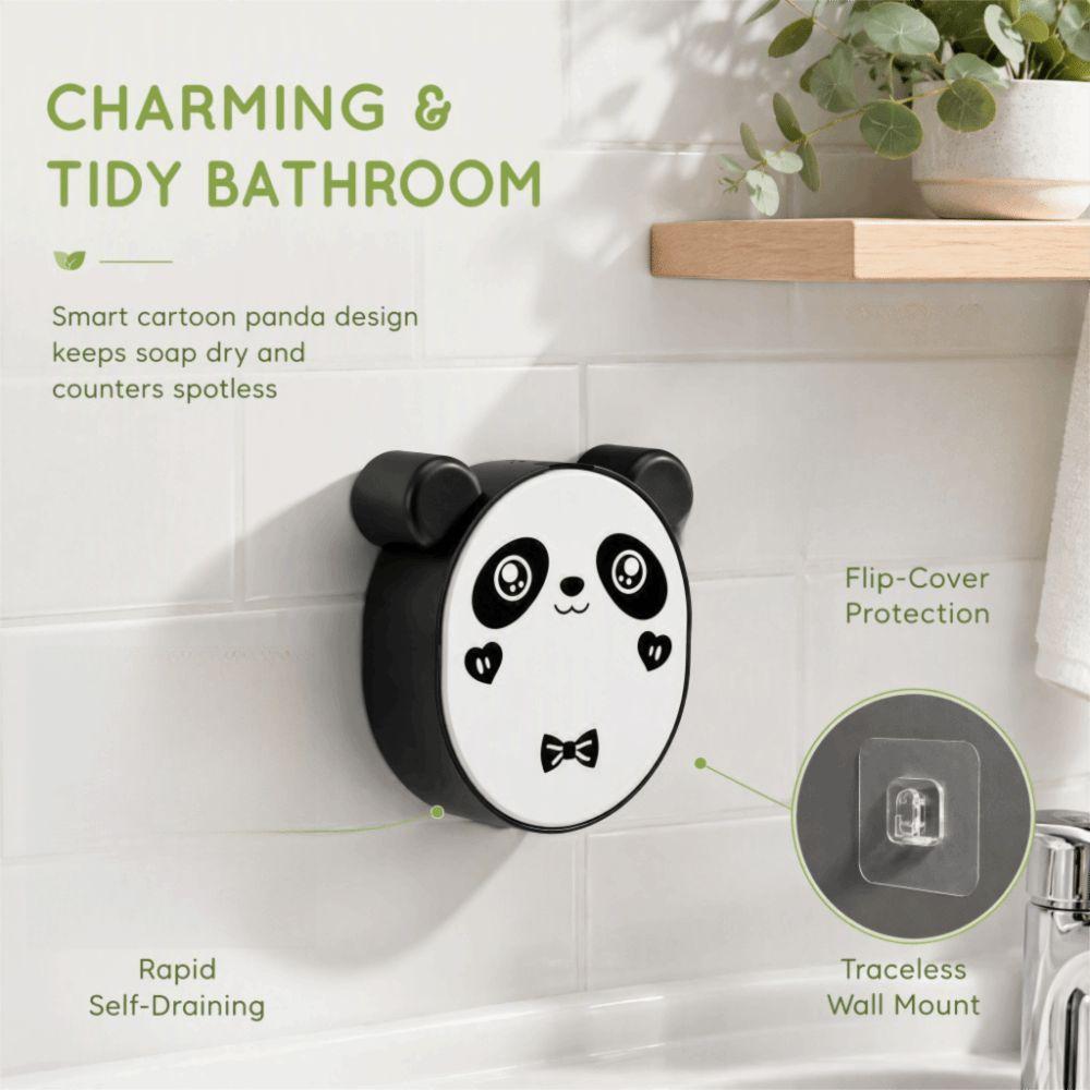 Black White Soap Storage Box Wall Mounted Cartoon Soap Holder Soap Dish Home Shower Bathroom