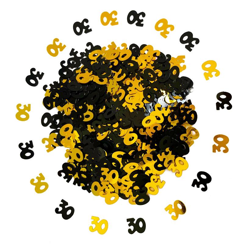 15 г/пакет Цифровое золото Черное конфетти Блестки Число 18/21/30/60/70 Бумажные обрывки Вечеринка по случаю дня рождения Юбилей Свадебное украшение