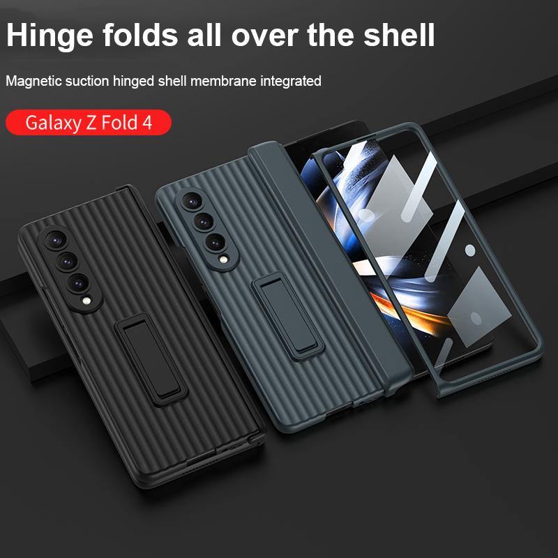 Чехол для Samsung Galaxy Z Fold 4 5g, магнитный шарнир, слот для ручки, подставка, жесткий чехол с защитным стеклом для экрана для Samsung Z Fold4