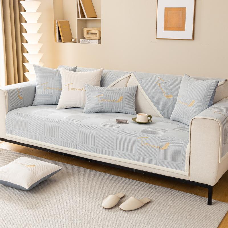 Sofa Cushion Winter Plush Simple Modern Sofa Cover Cover Towel Sitting Cushion Non-slip Winter Models Thickened Beige Leather