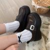 Platform British Style Small Leather Shoes Women's Thick Autumn High Heel One Pedal French Loafers Versatile Height-increasing Small Shoes