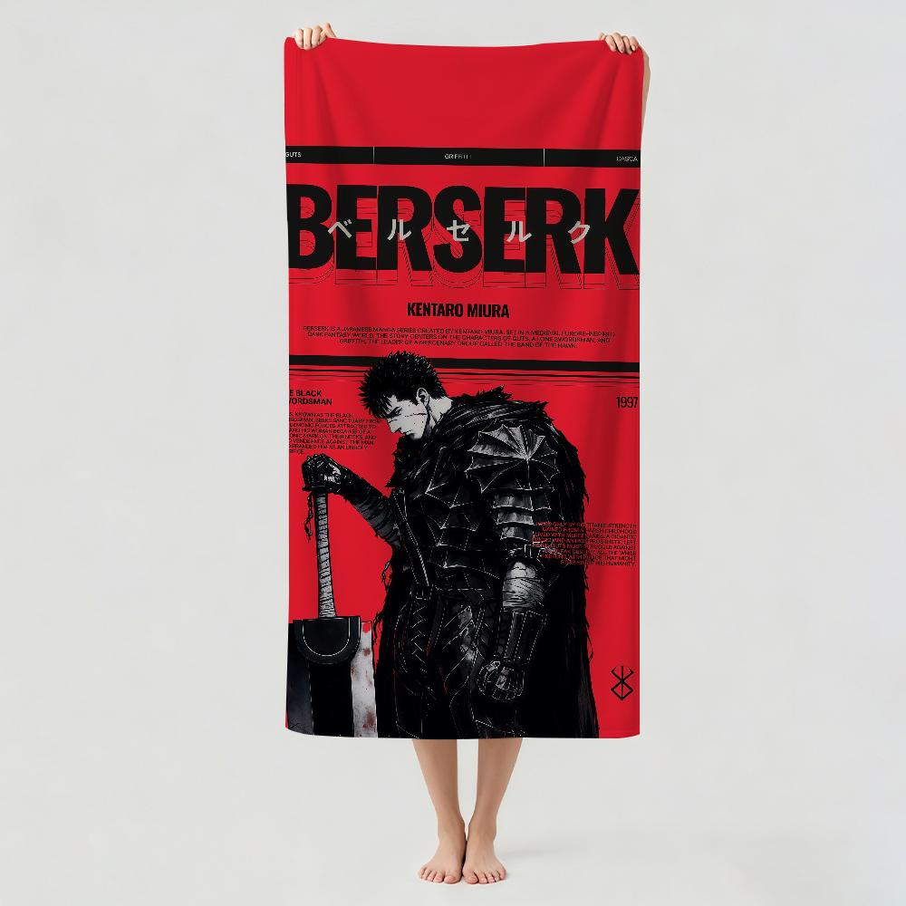 Приключенческое аниме B-Berserk Полотенце для сушки Полотенце для ванной Подходит для плавания, кемпинга, йоги, пляжа